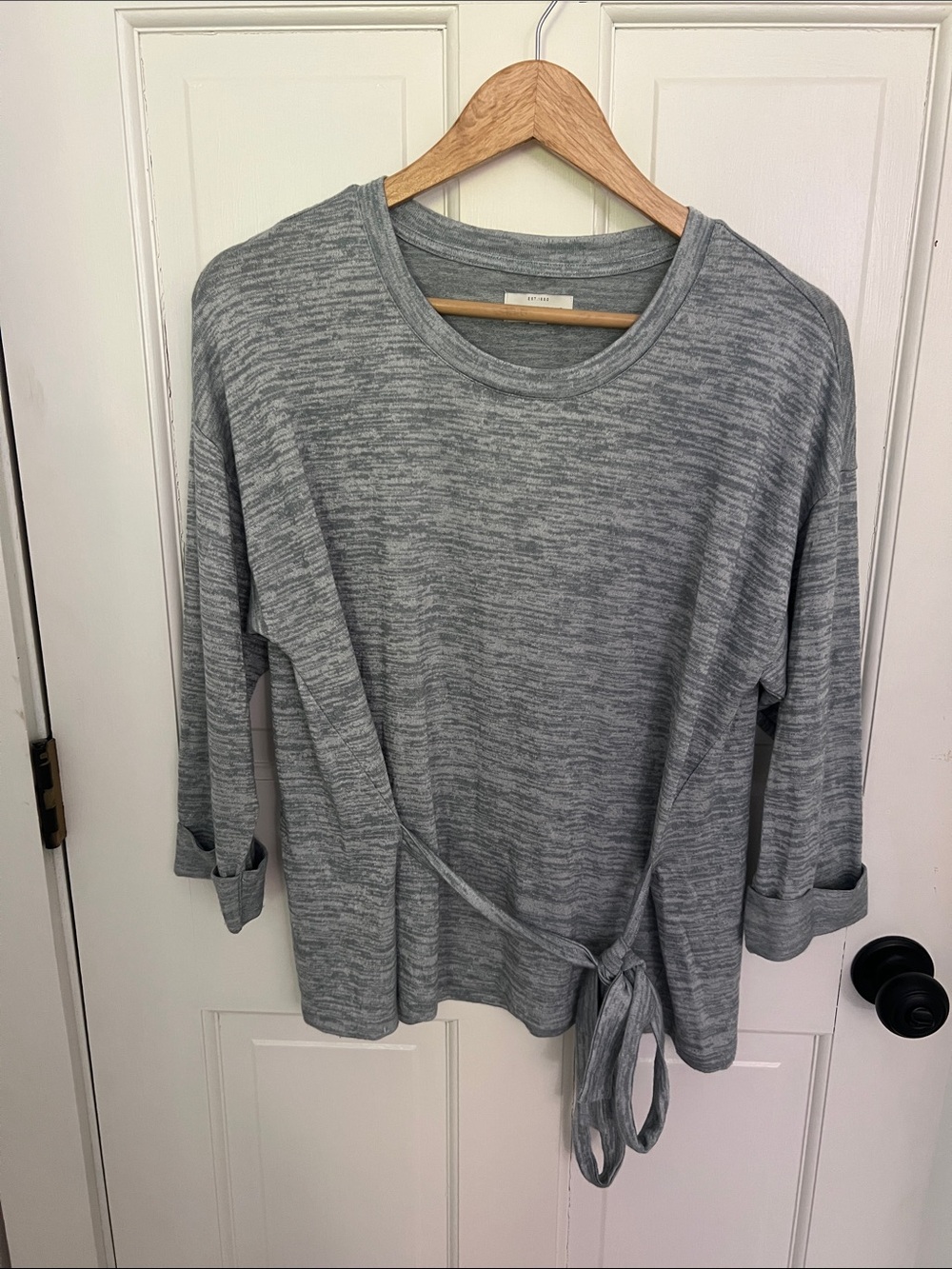 Lucky Brand Women's Blue Tie-Side Long Sleeve Top